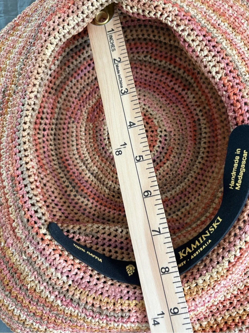 Helen Kaminski Coral Melange Raffia Woven Adjustable Sun Hat.